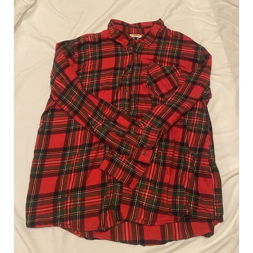 Magellan Outdoors Classic Fit Button Down Flannel Shirt Men's 3XL‎ Red Plaid